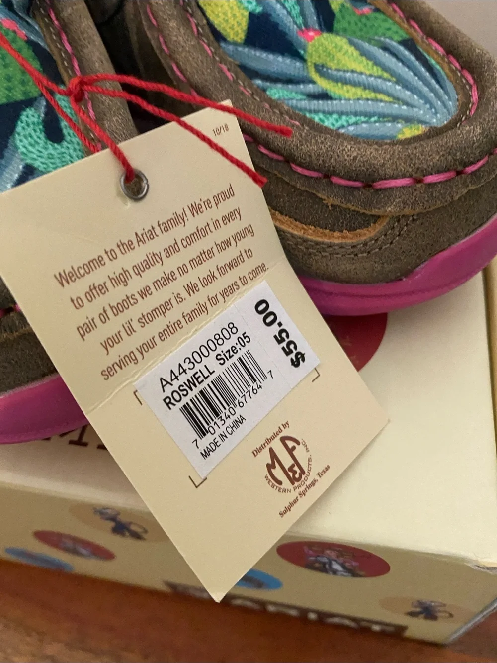 New! Ariat Toddler Lil' Stompers Roswell casual boots. Cactus, leather Size 5